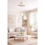 VENON Kardan Adam 3lü Sarkıt Avize || BEYAZ Gövde BEYAZ GLOP CAMLI || Salon Avizesi Mutfak Camlı Avize ✨ Modern Avize Modelleri Aydınlatma Tavan Aydınlatma Salon Avizesi Metal Gövde Tepsili Avize