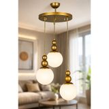 VENON Kardan Adam 3lü Sarkıt Avize || ESKİTME BEYAZ GLOP CAMLI || Salon Avizesi Mutfak Camlı Avize ✨ Modern Avize Modelleri Aydınlatma Tavan Aydınlatma Salon Avizesi Metal Gövde Yuvarlak Tepsili Avize Model