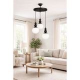 VENON Kardan Adam 3lü Sarkıt Avize ❤️ SİYAH BEYAZ GLOP CAMLI❤️Salon Avizesi Mutfak Camlı Avize ✨ Modern Avize Modelleri Aydınlatma Tavan Aydınlatma Salon Avizesi Metal Gövde