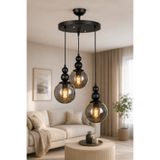 VENON Kardan Adam 3lü Sarkıt Avize Siyah Füme Glop Camlı Salon Avizesi Mutfak Camlı Avize ✨ Modern Avize Modelleri Aydınlatma Tavan Aydınlatma Salon Avizesi Metal Gövde SİYAH GÖVDE ✨ FÜME GLOP CAMLI ✨ 3.LÜ