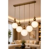 VENON Kardan Adam 5li SIRALI ESKİTME-BEYAZ GLOP TAVAN MONTAJLI Sarkıt Yemek Masası Üstü Camlı Salon ✨ Modern Avize Modelleri Aydınlatma Tavan Aydınlatma Salon Avizesi Metal Gövde