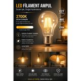 VENON LED FILAMENT GÜNIŞIĞI AMPUL E-27 6 WATT 2700K A-60 Led Ampul Salon