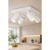VENON Lorex BEYAZ 4LÜ KARE PLAFONYER Modern LED Spot Lamba || GU10 Uyumlu GÜNIŞIĞI AMPUL DAHİLDİR LOREX 4.LÜ TAVAN MONTAJLI AVİZE || Spot Avize Modelleri Spot Lamba GU10 Avize Modelleri BEYAZ AVİZE