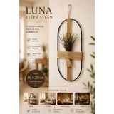 VENON Luna Elips SİYAH 40x20 Cm Duvar Dekorasyon Ürünü Halat İpli Metal Duvar Süsü Bohem Rustik Modern Ev Salon Antre El Yapımı Dekoratif Duvar Süsü Aksesuar