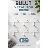 VENON METAL MİNİ6 CM Beyaz 6 Adet Sevimli Bulut Hayal Bulutu Askı Seti 6 Cm Duvar Dekorasyon Çocuk Odası