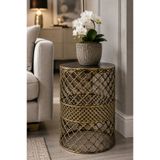 VENON Metal Modern Sehpa || 30 Cm Çap 48 Cm Yükseklik || Siyah Sarı Patine || Dekoratif Sehpa Zigon Sehpa Yan Sehpa Salon Sehpası Koltuk Yanı Sehpa Oturma Odası Yatak Odası Dekorasyon Sehpa Metal Sehpa
