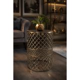 VENON 💎Metal Modern Sehpa 💎30 Cm Çap 48 Cm Yükseklik 💎Siyah Sarı Patine Dekoratif Sehpa Zigon Sehpa