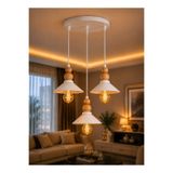 VENON NATURA 3.LÜ Sarkıt Avize Yuvarlak || BEYAZ METAL GÖVDE || DOĞAL AHŞAP DETAYLI AVİZE || Avize Modelleri Lamba Modelleri Salon Avizesi || E-27 Duylu Avize Ahşap Avize Bohem Avize Ahşap Boncuk