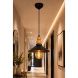 VENON NATURA Tekli Sarkıt Avize 23 CM || SİYAH METAL GÖVDE || DOĞAL AHŞAP DETAYLI AVİZE || Avize Modelleri Lamba Modelleri ANTRE Avizesi || E-27 Duylu Avize Ahşap Avize Bohem Avize Ahşap Boncuk