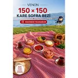 VENON PÖTİKARELİ Desenli || 150 X 150 || Kırmızı Beyaz Desenli Sofra Bezi Kare Masa Örtüsü Piknik Örtüsü Çok Amaçlı Örtü Dayanıklı Kumaş PAMUKLU SOFRA BEZİ || Kareli Piknik Deseni Balkon Kamp Mutfak Masa