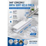 VENON ROYAL ✨Bir Taraf İle Köpürt Bir Taraf İle Çek✨ 360 ° Döner Başlıklı 2’si 1 Arada Çekçekli Yer Fırçası Sert Kıllı Fırça Dar Alan Temizlik Köpürtme Fırçası Halı Yıkama Fırçası Banyo Balkon Fayans Zemin