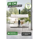 VENON SET TAKIM || 35 CM METAL ÇEKÇEK & 35 CM PELUŞ TAKIMI || Profesyonel Cam Temizlik Cam Silme Çek Çek Çekpas Peluş Cam Silme Aparatı Cam Kurulama Cam Temizleme Seti Ev Ofis Vitrin Kurumsal Temizlik