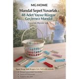 VENON Set ❤️ Yuvarlak Mandal Sepeti Seti ❤️ 48 Adet Yaysız Rüzgar Geçirmez Mandal ❤️ Çamaşır Mandalı