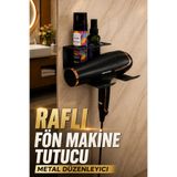 VENON Siyah Metal Raflı Fön Askısı DÜBELLİ SAĞLAM Saç Kurutma Askısı Saç Sprey Stand Banyo Düzenleme