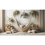 Venspor Bohem Çiçekli Hamak Arkaplan 200 x 150 cm Fon Duvar Örtüsü