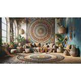 Venspor Bohem Tarzı Mandala Desenli Arkaplan 200 x 150 cm Fon Duvar Örtüsü