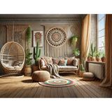 Venspor Bohem Tarzı Oturma Odası Dekorasyonu Arka Plan, 200X150CM Stüdyo Fonu