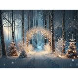 Venspor Büyüleyici Kar Manzarası Işıklarıyla Kış Arka Planı, Stüdyo Fonu, 200X150CM