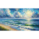 Venspor Deniz Manzaralı Renkli Fırça Dokulu Arkaplan 200 x 150 cm Fon Duvar Örtüsü