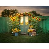 Venspor Güneş Batımı ve Günebakan Temalı Bahçe Stüdyo Fonu Arka Plan - 200X150CM