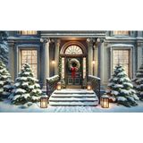 Venspor Karlı Kış Temalı Kapı Giriş ve Noel Süslemeleri ile Stüdyo Arkaplanı - Profesyonel Fotoğrafçılık Fonu 200X150CM Arka Plan - 200 x 150