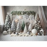 Venspor Kış Masalı Kar Tanesi ve Çam Ağaçları Arka Plan Stüdyo Fonu 200X150CM
