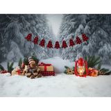 Venspor Kış Temalı Orman Yolu ve Noel Süslemeli 200 x 150 cm Stüdyo Fonu Arka Plan
