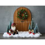Venspor Kış Temalı Yılbaşı Stüdyo Fonu 200 x 150 cm Ahşap Kapı ve Noel Baba Arka Plan