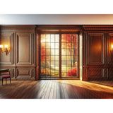 Venspor Klasik Ahşap Iç Mekan ve Sonbahar Manzaralı Stüdyo Fonu, 200X150CM Arka Plan