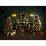 Venspor Klasik Altın Şömine ile Lüks Noel Stüdyo Fonu 200 x 150 cm Arka Plan