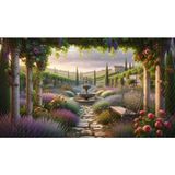 Venspor Lavanta Bahçesi ve Çeşme ile Romantik Arkaplan 200 x 150 cm Fon Duvar Örtüsü