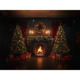 Venspor Noel Temalı 200 x 150 cm Stüdyo Fonu Arka Plan Şömine ve Çam Ağacı Süslemeli