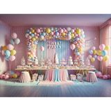 Venspor Pastel Renklerde Sweet Party Temalı 200X150CM Stüdyo Fonu Arka Plan