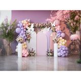 Venspor Pastel Renkli Çiçek ve Balon Dekorlu Stüdyo Fonu Arka Plan - 200X150CM