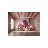 Venspor Pembe Çilek Temalı Balon ve Çiçek Detaylı 200X150CM Stüdyo Fonu Arka Plan