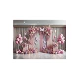 Venspor Pembe ve Mor Çiçekler ve Kelebeklerle Zarif Stüdyo Fonu, 200X150CM Arka Plan