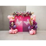 Venspor Pembe ve Mor Kelebek Temalı Balon Dekorlu Stüdyo Fonu Arka Plan - 200X150CM