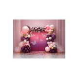 Venspor Pembe ve Mor Kelebek Temalı Balon Stüdyo Fonu, 200X150CM Arka Plan