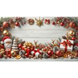 Venspor Profesyonel Fotoğrafçılık Fonu Için 200X150CM Noel Temalı Stüdyo Arkaplanı, Hediye Kutuları, Noel Baba ve Dekoratif Objelerle Dolu Arka Plan - 200 x 150