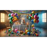 Venspor Renkli Balonlar ve Parti Süslemeleriyle Doğum Günü Kutlama Temalı Arkaplan, 200X150CM Fon, Duvar Örtüsü - 200 x 150
