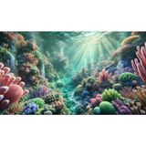 Venspor Renkli Mercanlar ve Deniz Yaşamı ile Denizaltı Temalı Stüdyo Arkaplanı - Profesyonel Fotoğrafçılık Fonu 200X150CM Arka Plan - 200 x 150