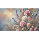 Venspor Romantik Çiçekler ve Pastel Renklerle Bezenmiş Bahar Temalı Stüdyo Arkaplanı - Profesyonel Fotoğrafçılık Fonu 200X150CM Arka Plan - 200 x 150