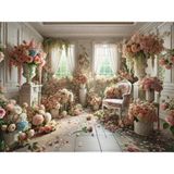 Venspor Romantik ve Şık Çiçek Bahçesi Temalı Arka Plan, 200X150CM Stüdyo Fonu