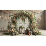 Venspor Rustik Tarzda Çiçekli Ahşap Yapılar ile Romantik Düğün Stüdyo Arkaplanı - Profesyonel Fotoğrafçılık Fonu 200X150CM Arka Plan - 200 x 150