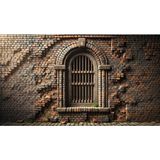 Venspor Rustik Tuğla ve Parmaklıklı Pencere Temalı, Profesyonel Fotoğrafçılık Fonu, 200X150CM, Stüdyo Arkaplanı - 200 x 150