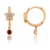 Venta Jewelry Yakut Pırlanta Taşlı 14 Ayar Rose Gold Kadın Halka Küpe - Rose Altın - Standart