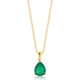 Venta Jewelry Yeşil Zümrüt Pırlanta Taşlı 18 Ayar Altın Kadın Kolye - Sarı - Standart