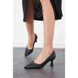 Ventes Ventes Şerit Taşlı Kadın 7 Cm Stiletto Saten Kumaş Ayakkabı - Siyah
