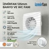 VentEurope 12.5 cm Kapaklı Aspiratör Fan 125 mm Banyo & Tuvalet İçin Modern Tasarım Özellikli