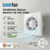 VentEurope Easy 125 Bd Kapaklı Banyo Wc Aspiratör Fanı 12.5 cm Sessiz Havalandırma Fanı 125 mm